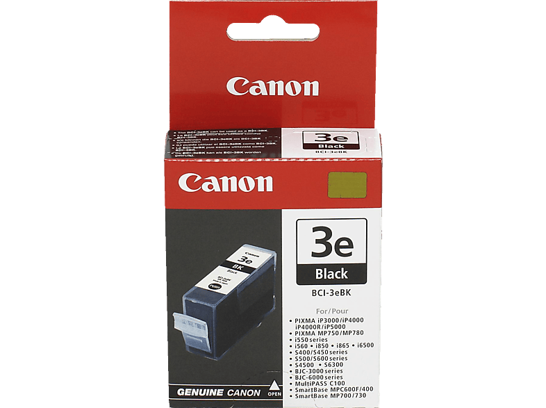 Canon Original Tintenpatrone BCI-3E BK – Schwarz, 27 Ml, Für PIXMA IP3000/iP4000/iP5000 & Mehr