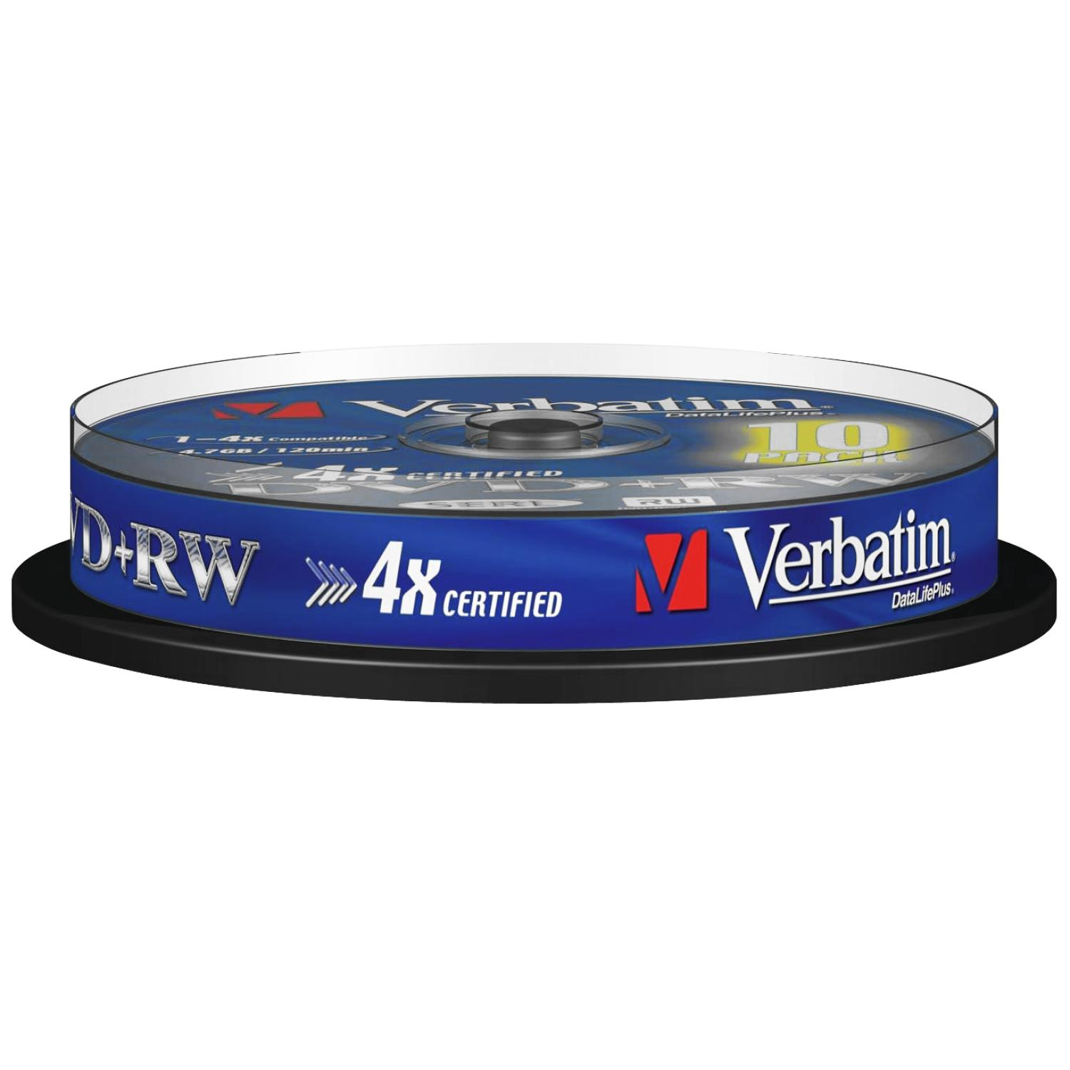 Eine CD/DVD-Hülle mit transparentem Deckel und blauem Label mit weißem Text, auf schwarzem Podest.
