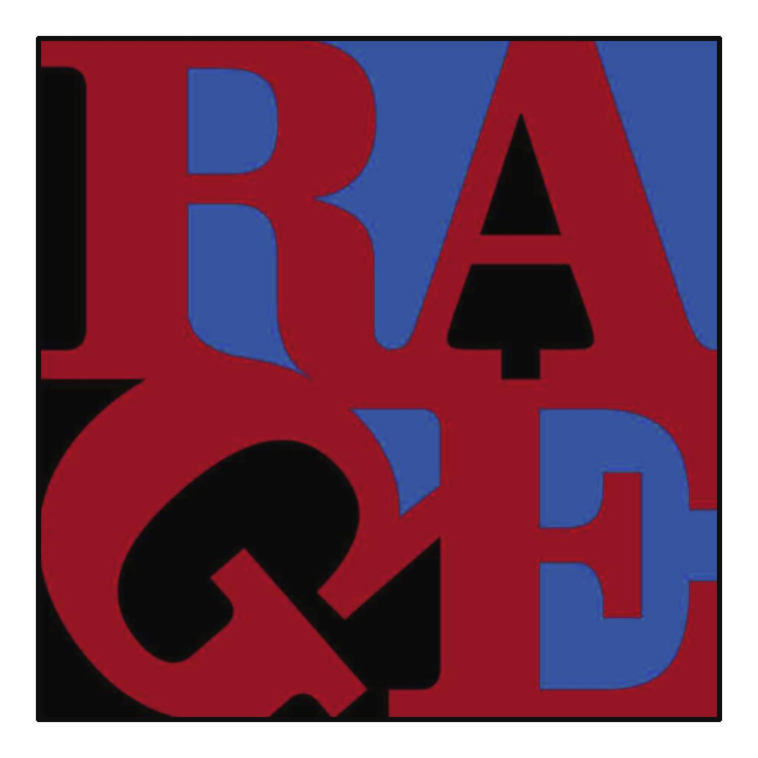 Rage-Text in Rot und Blau. Es ist ein Design.