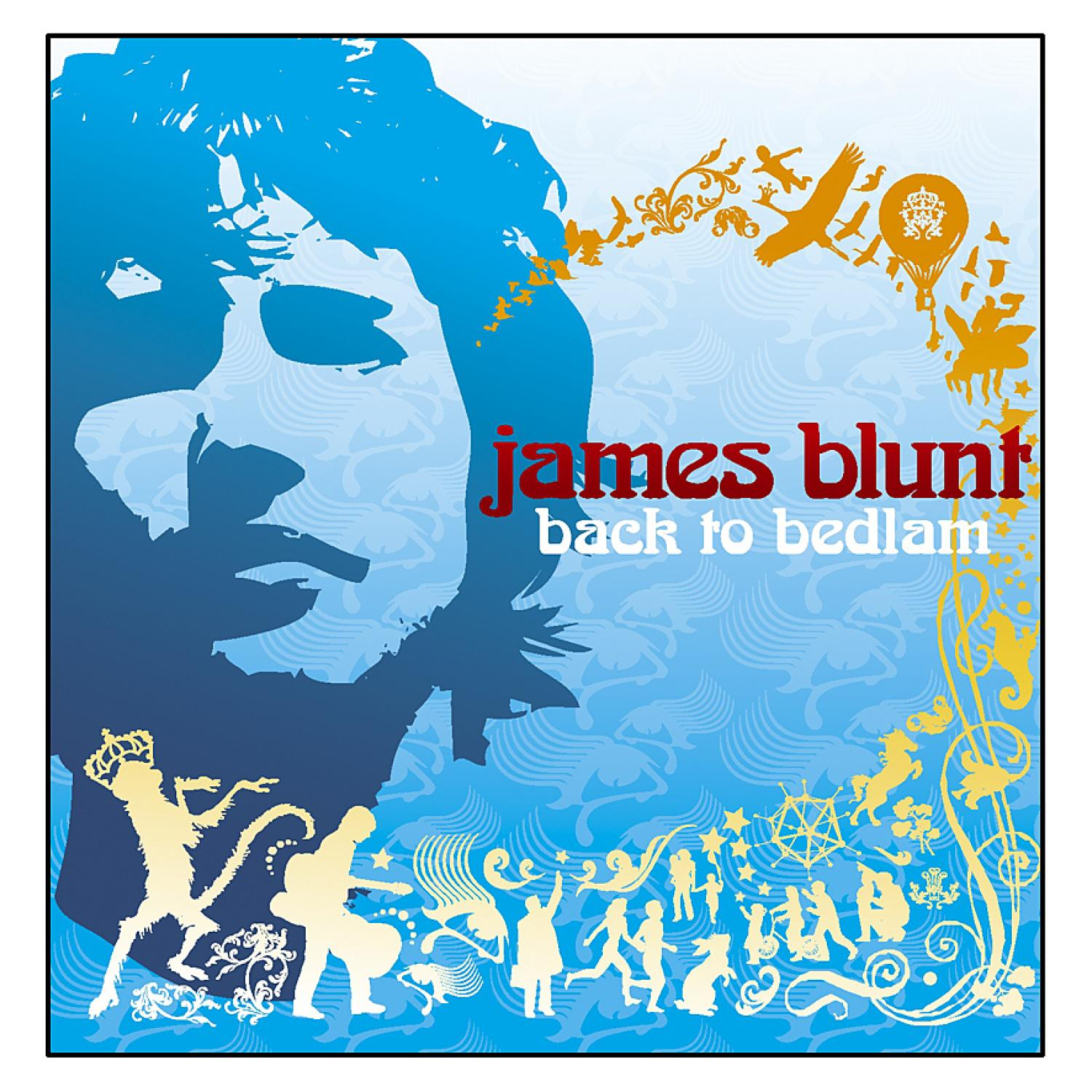 Albumcover von 'Back to Bedlam' von James Blunt, mit stilisiertem Bild.