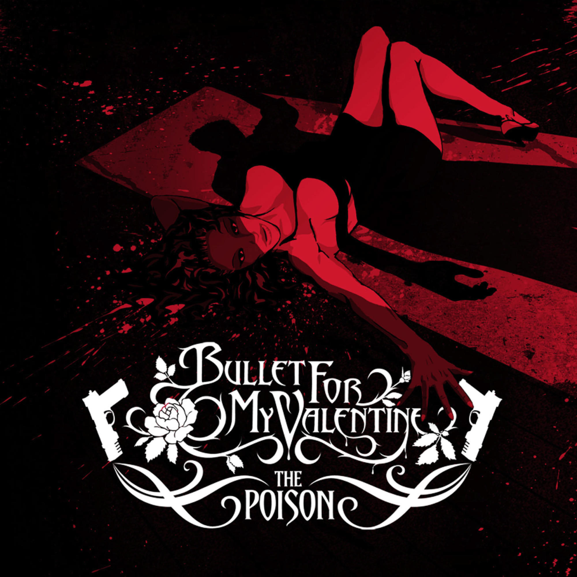 Albumcover: Eine Frau liegt auf rotem Grund. Ein Logo mit einer Rose und zwei Pistolen. Der Bandname lautet Bullet for My Valentine.
