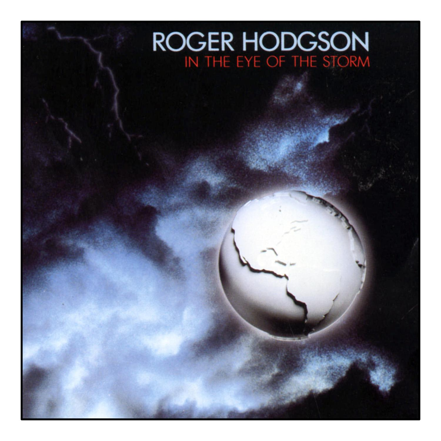 Albumcover für Roger Hodgson's 'In the Eye of the Storm'. Ein Globus in einem Sturm.