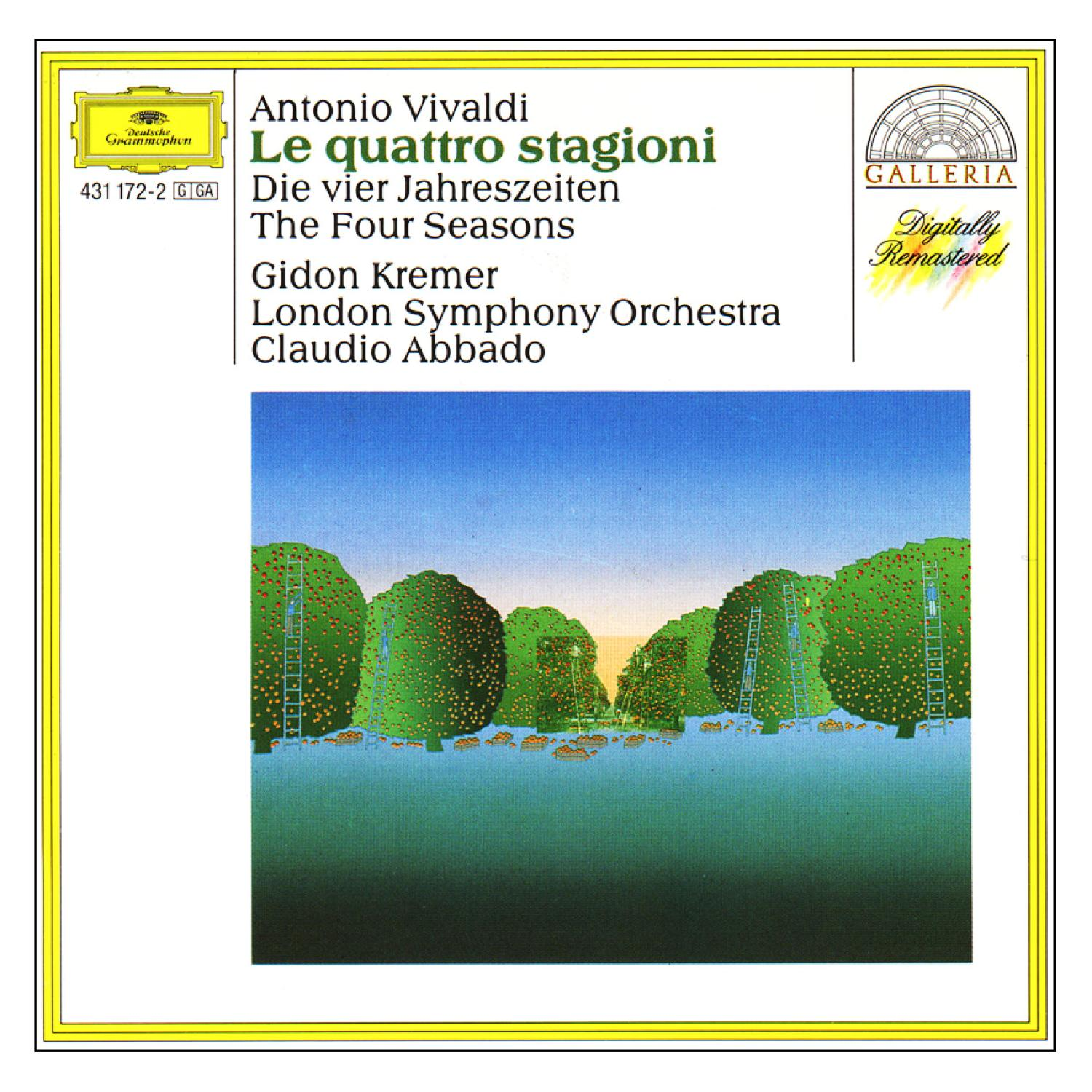 Albumcover von Bäumen mit Leitern. Text: Antonio Vivaldi, Die vier Jahreszeiten und weitere musikalische Informationen.