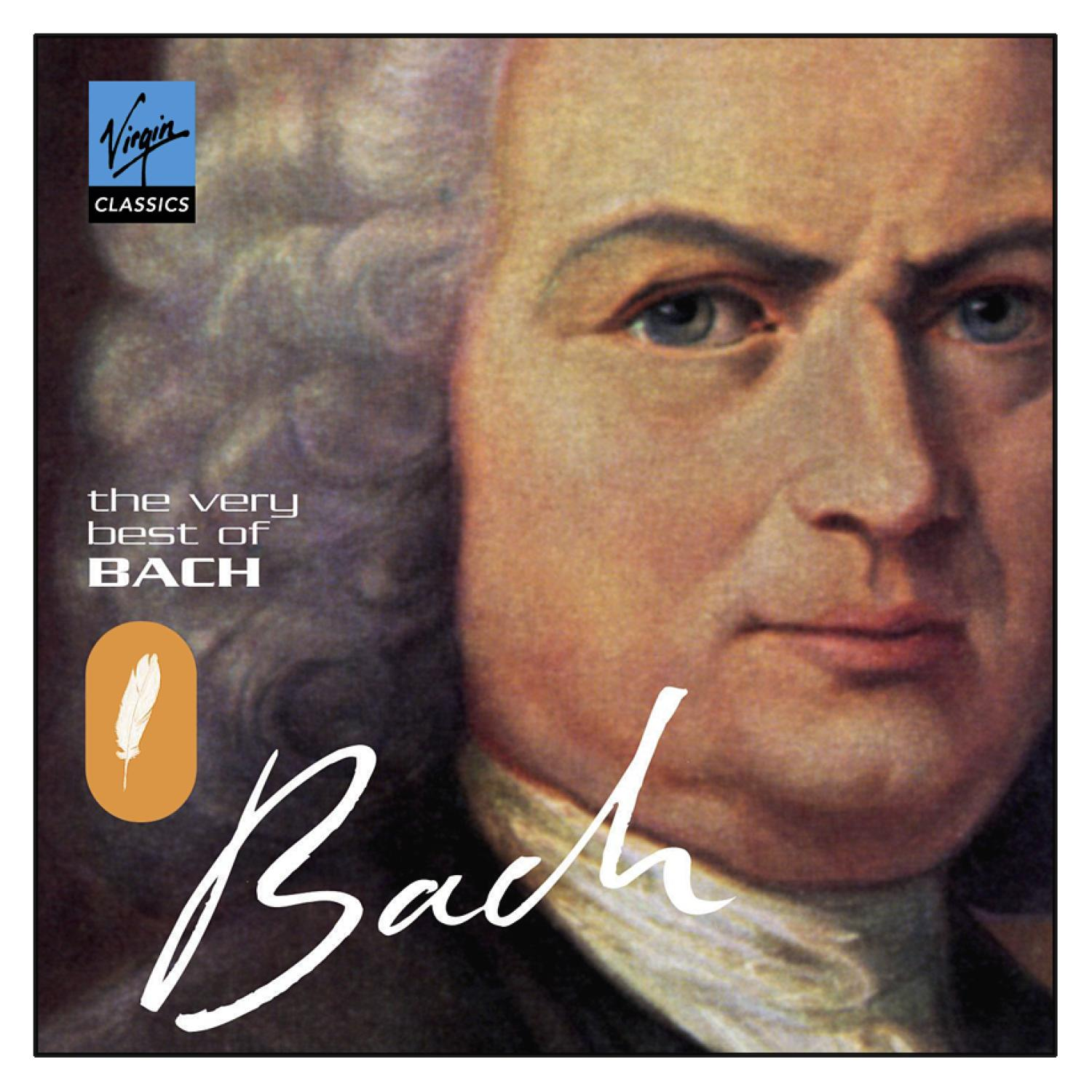 Albumcover: Ein Portrait von Johann Sebastian Bach. Der Hintergrund ist braun und der Text weiß.