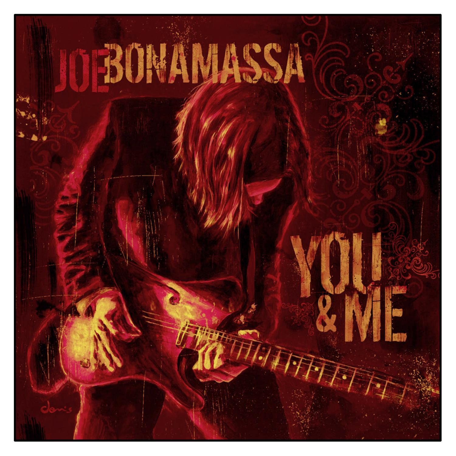 Albumcover mit einer Person, die Gitarre spielt, roter Hintergrund mit Text und einem dunklen, künstlerischen Gefühl.