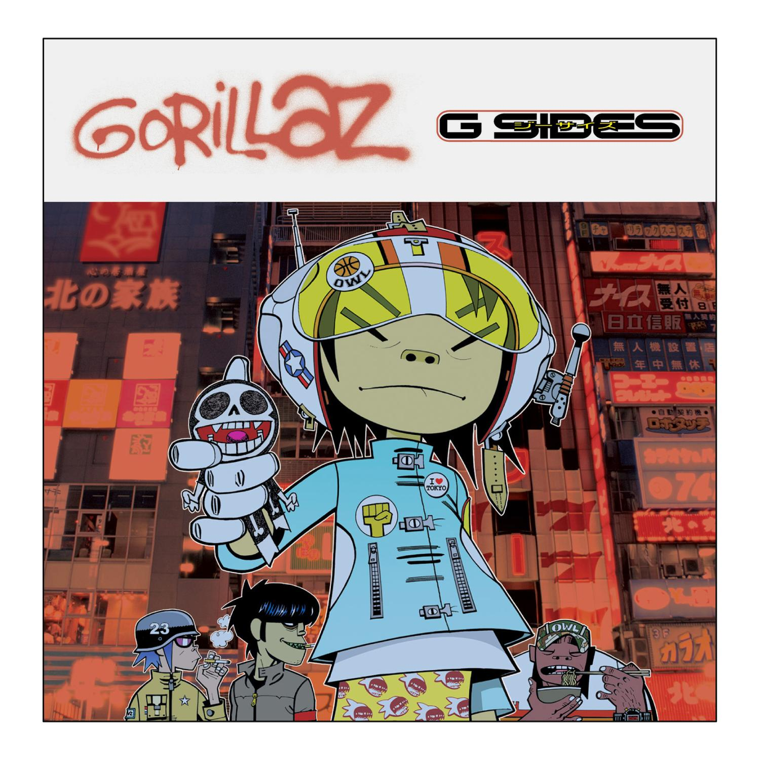 Album borító: Gorillaz rajzfilm zenekar egy városban.