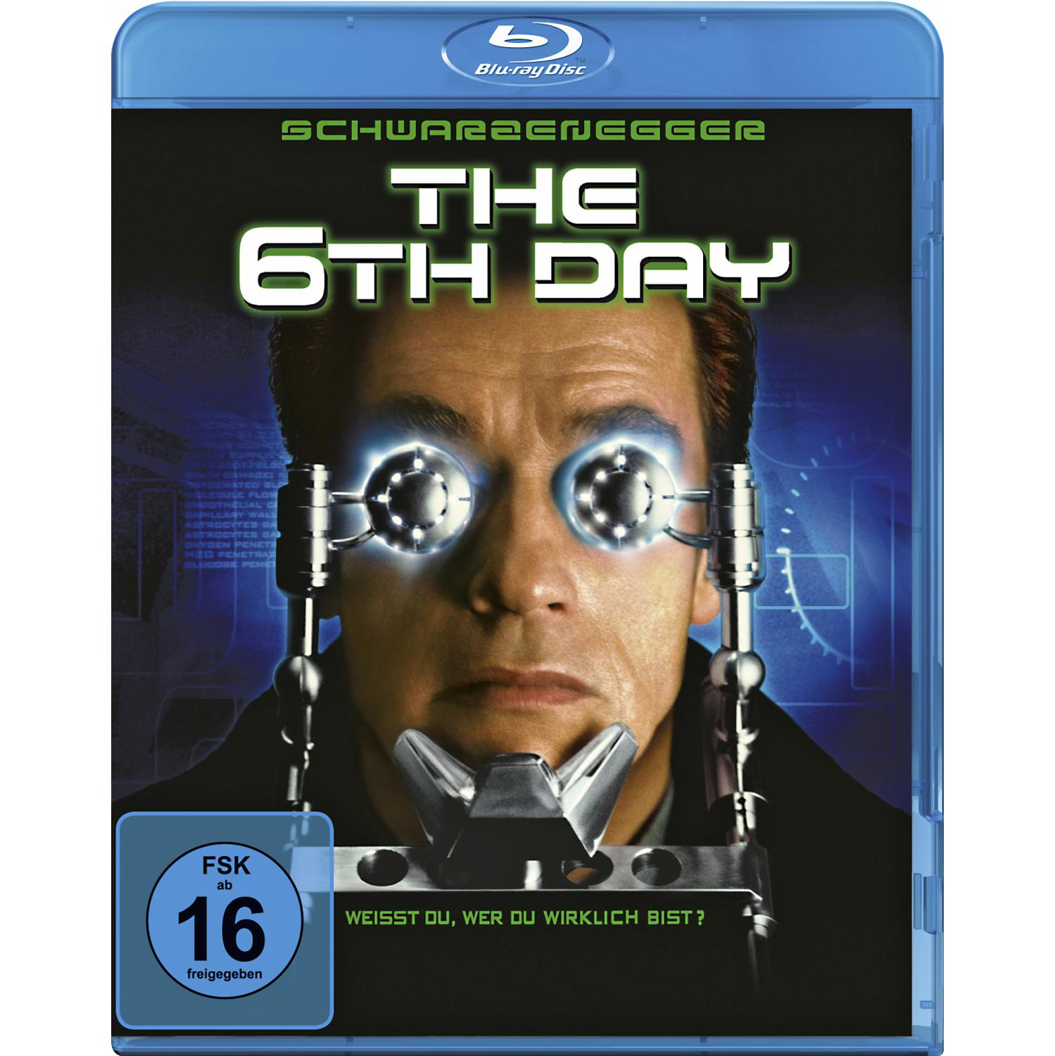 Arnold Schwarzenegger starrt mit futuristischen Elementen.