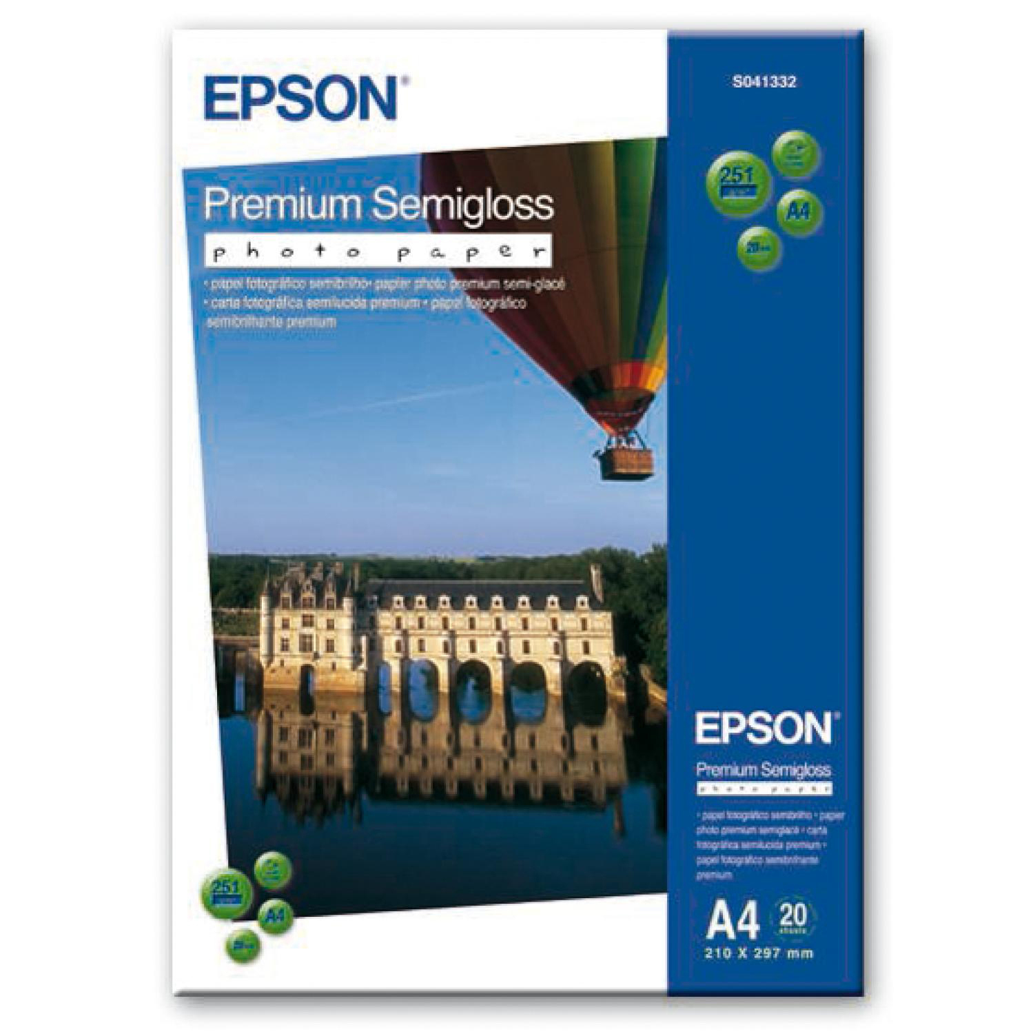 Papel fotográfico - Epson Premium Semigloss Photo Paper, Semisatinado, A4 (210 x 297 mm), 20 hojas