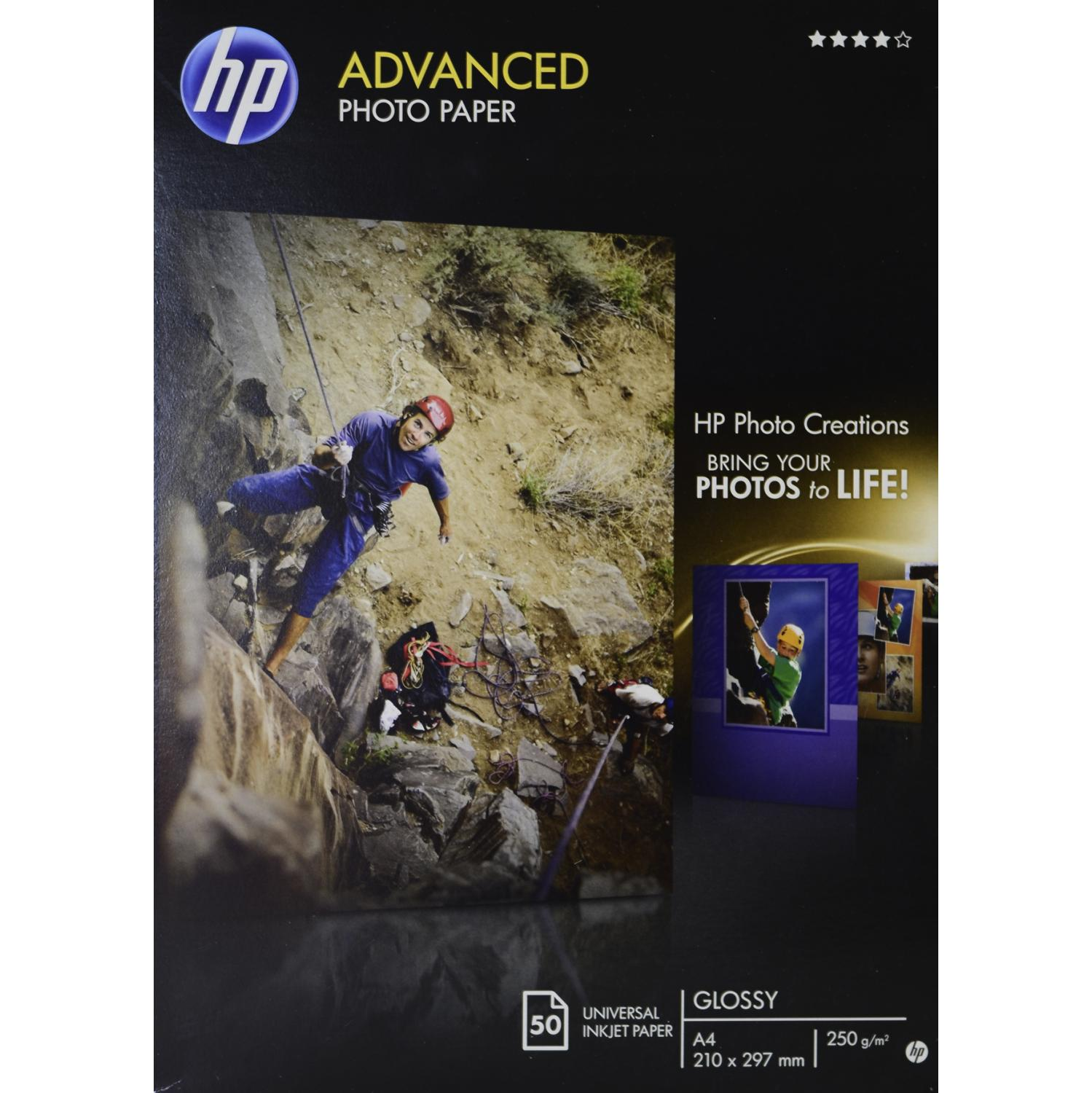 Papel fotográfico - HP Advanced Glossy Photo Paper, A4 (210 x 297 mm), 50 hojas, Q8698A