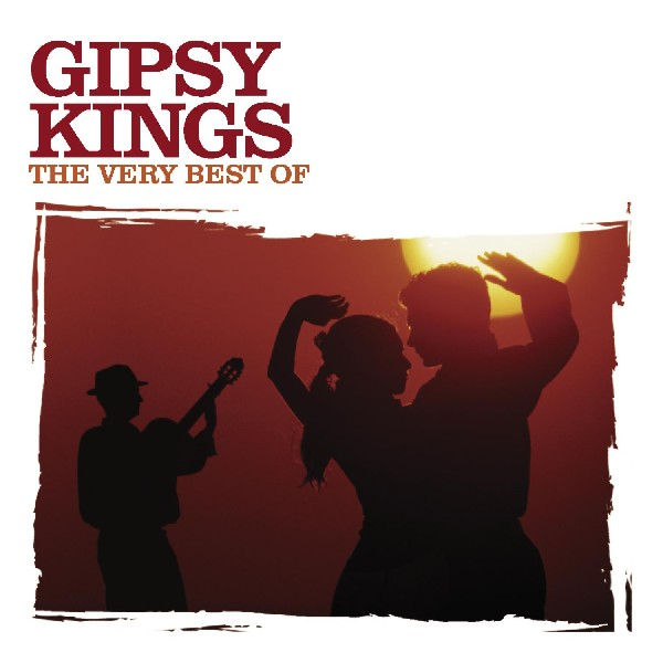 CD-Cover von Gipsy Kings, mit Silhouetten eines Gitarristen, tanzendem Paar und Sonnenuntergang.