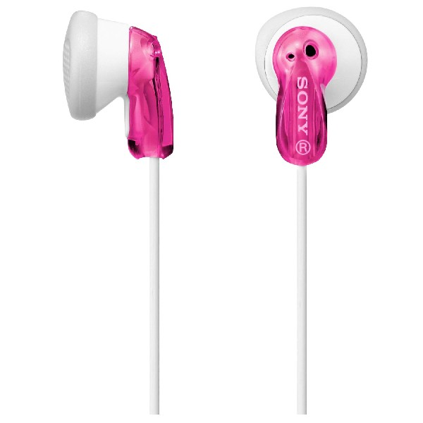 Auriculares de botón - Sony MDR-E9LPP, Iman de Neodimio, Jack 3.5 mm, Cable Flexible, Rosa