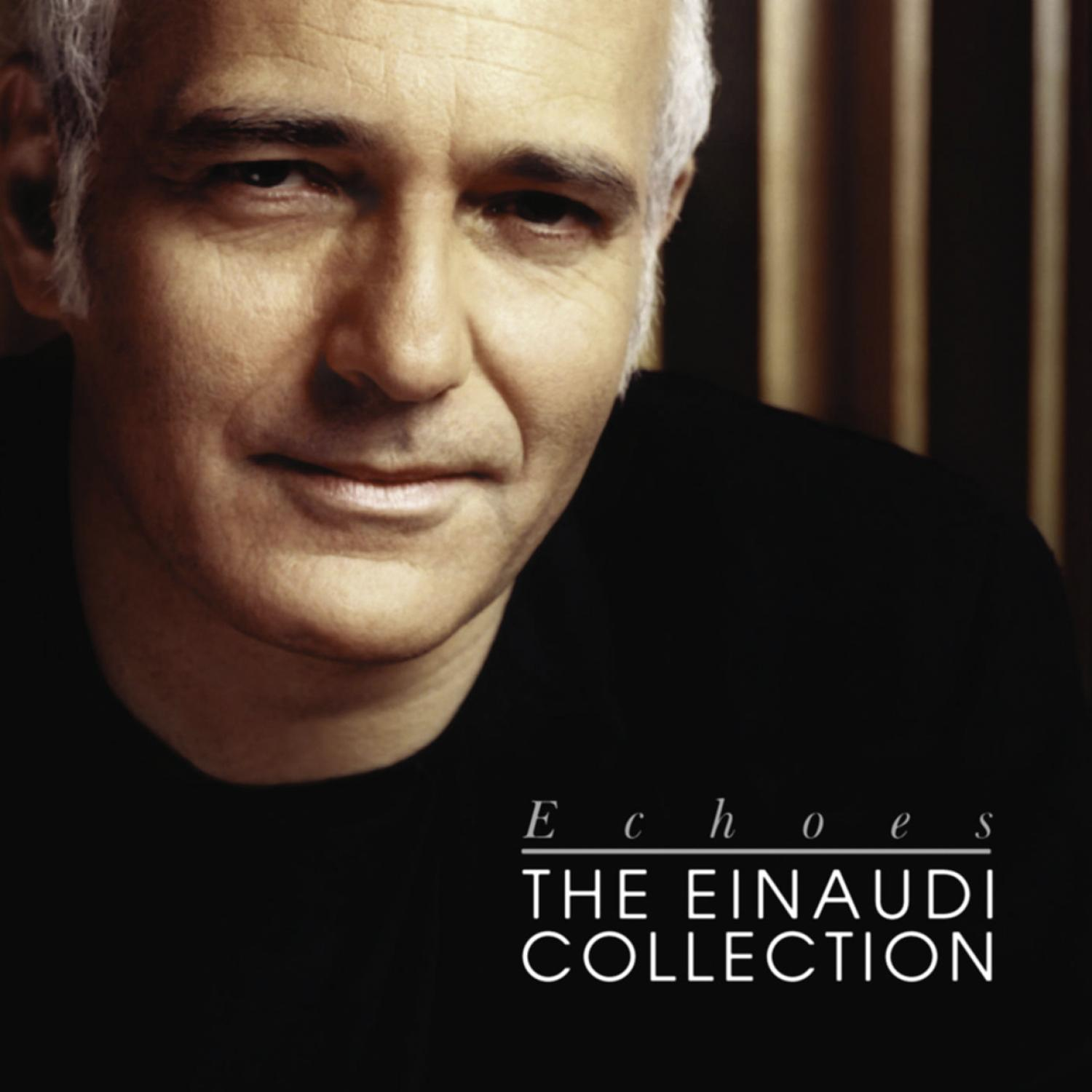 Ein Porträt eines Mannes mit weißen Haaren und dem Text "Echoes, The Einaudi Collection".