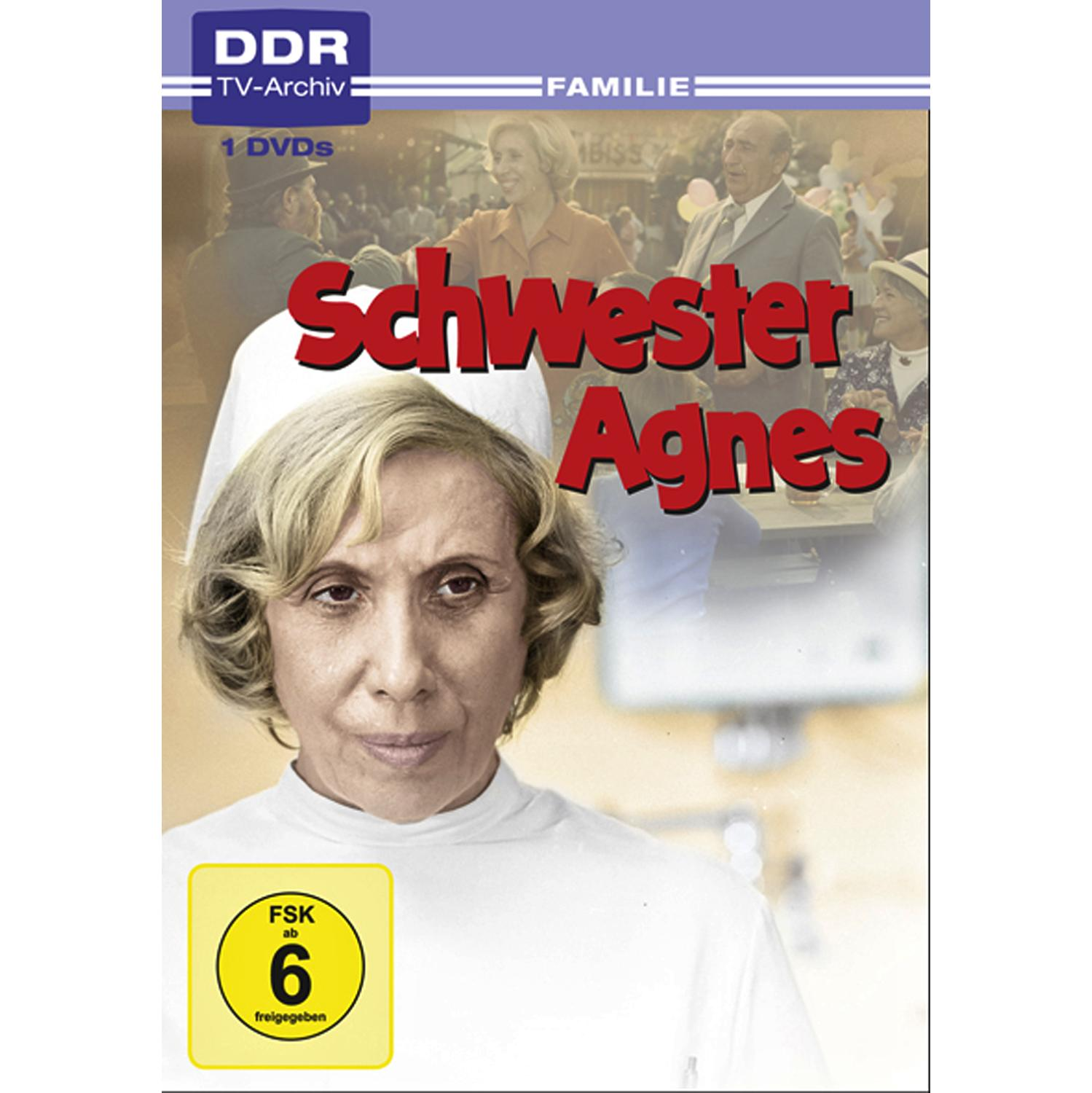 Schwester Agnes DVD-Cover. Eine Frau in weißer Uniform und andere Personen im Hintergrund.