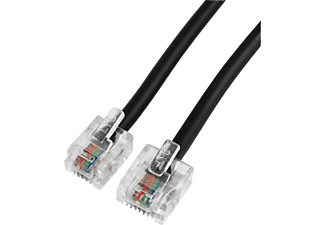 HAMA Câble de connexion DSL, fiches modulaires 6p4c - 8p4c, 10m - Câble de raccordement DSL (Noir)