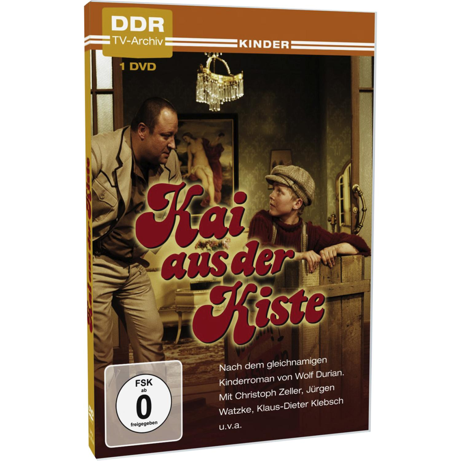 DVD-Cover, Kai aus der Kiste. Zwei Männer und ein Junge in einem Raum. Deutscher Text.