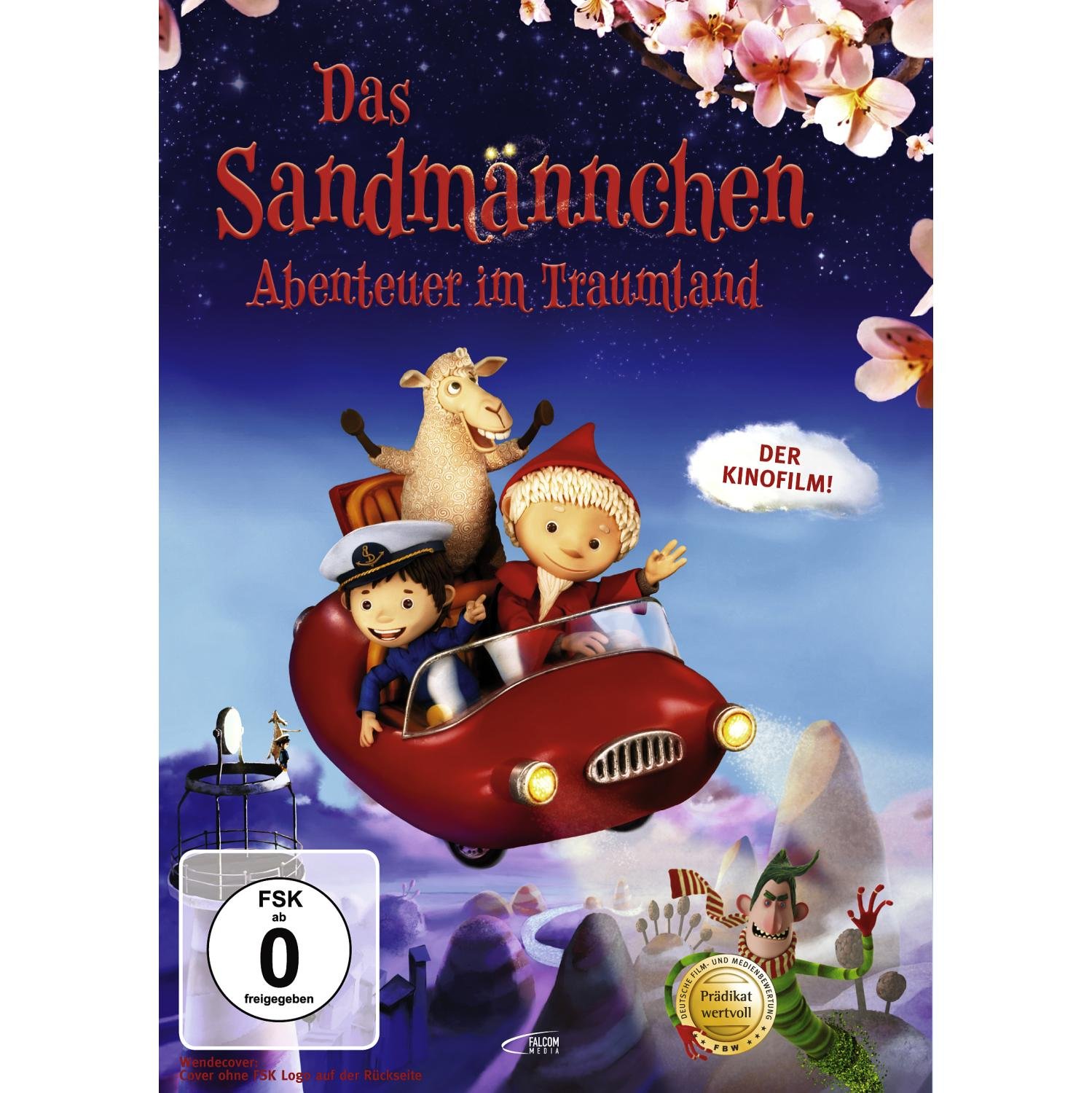 Zeichentrickfilmcover. Figuren in einem roten Auto mit Blumen und sternenklarem Himmel im Hintergrund.