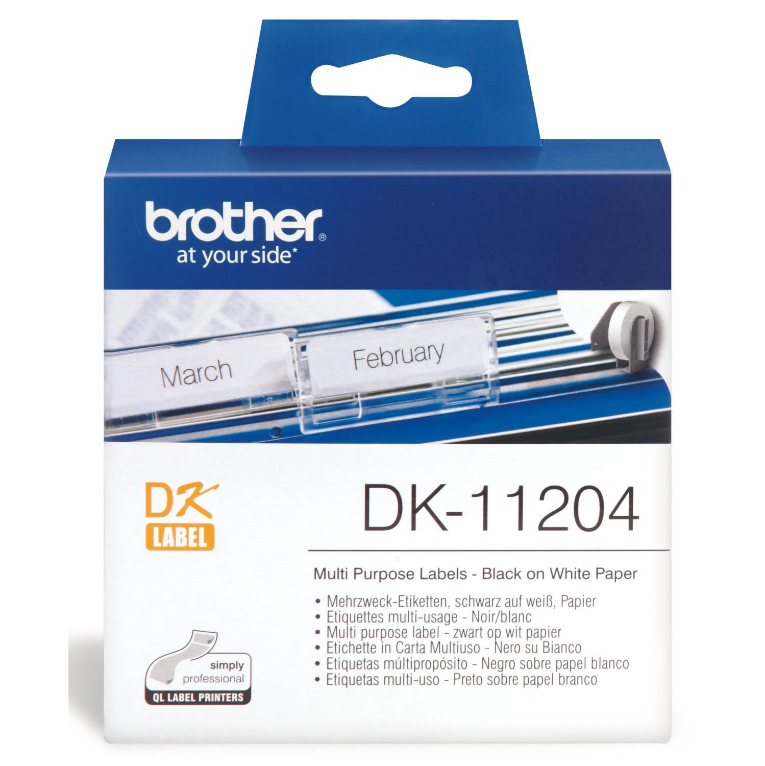 Brother DK-11204 - Etiquetas para usos múltiples - 17 x 54 mm - 400 etiqueta(s) (1 bobina(s) x