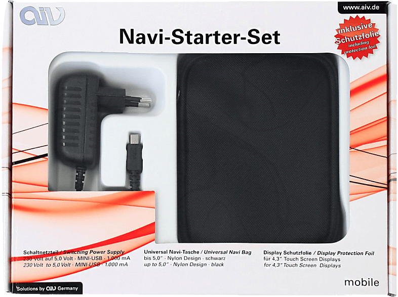 AIV Starter-Set, Navizubehör, passend für Navigationssystem/Smartphone/Tablet, 4 Zoll, Bunt