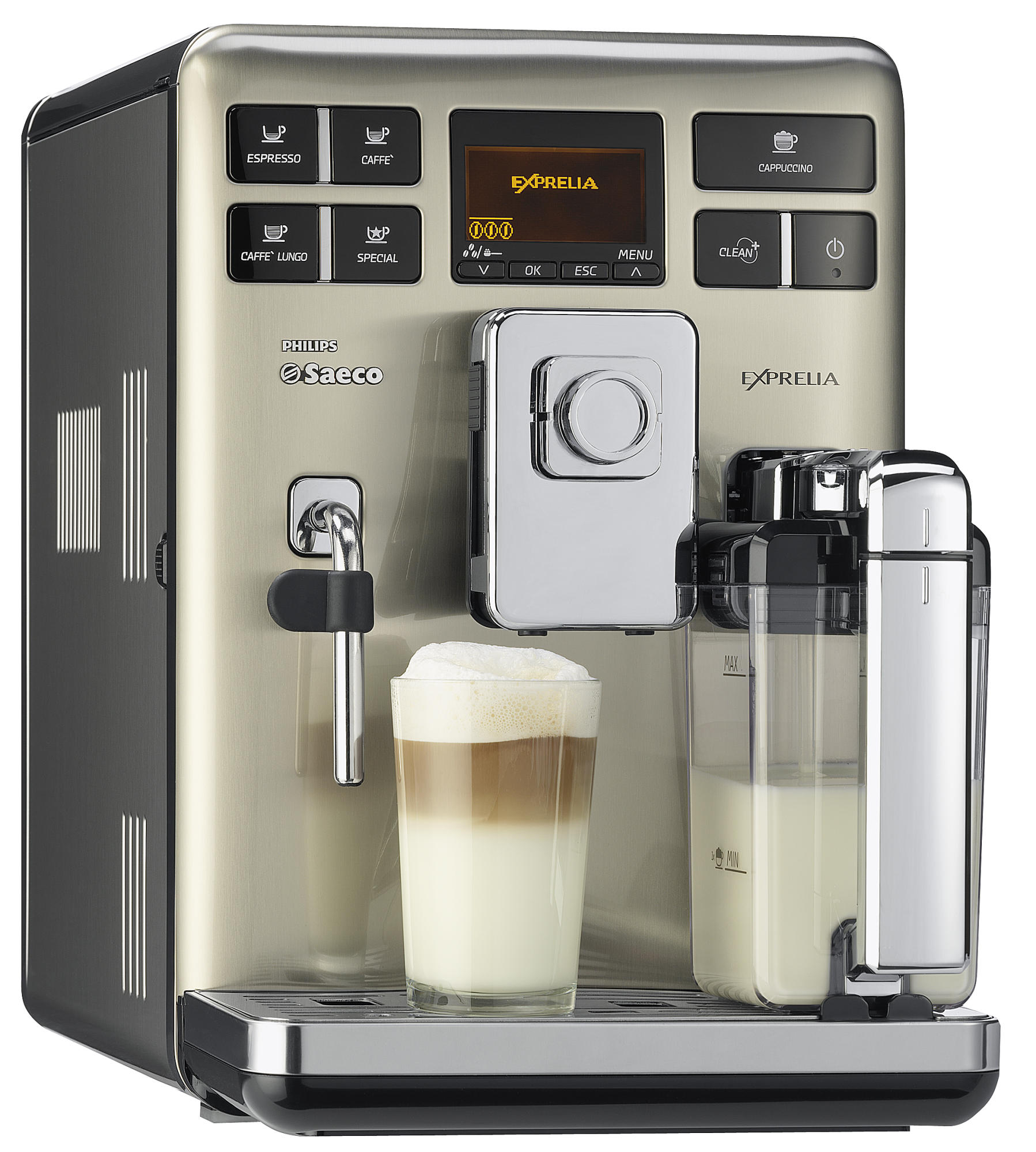 Cafetera superautomática - Saeco HD8856/01 Exprelia Presión de 15 bares, Molinillo ajustable,