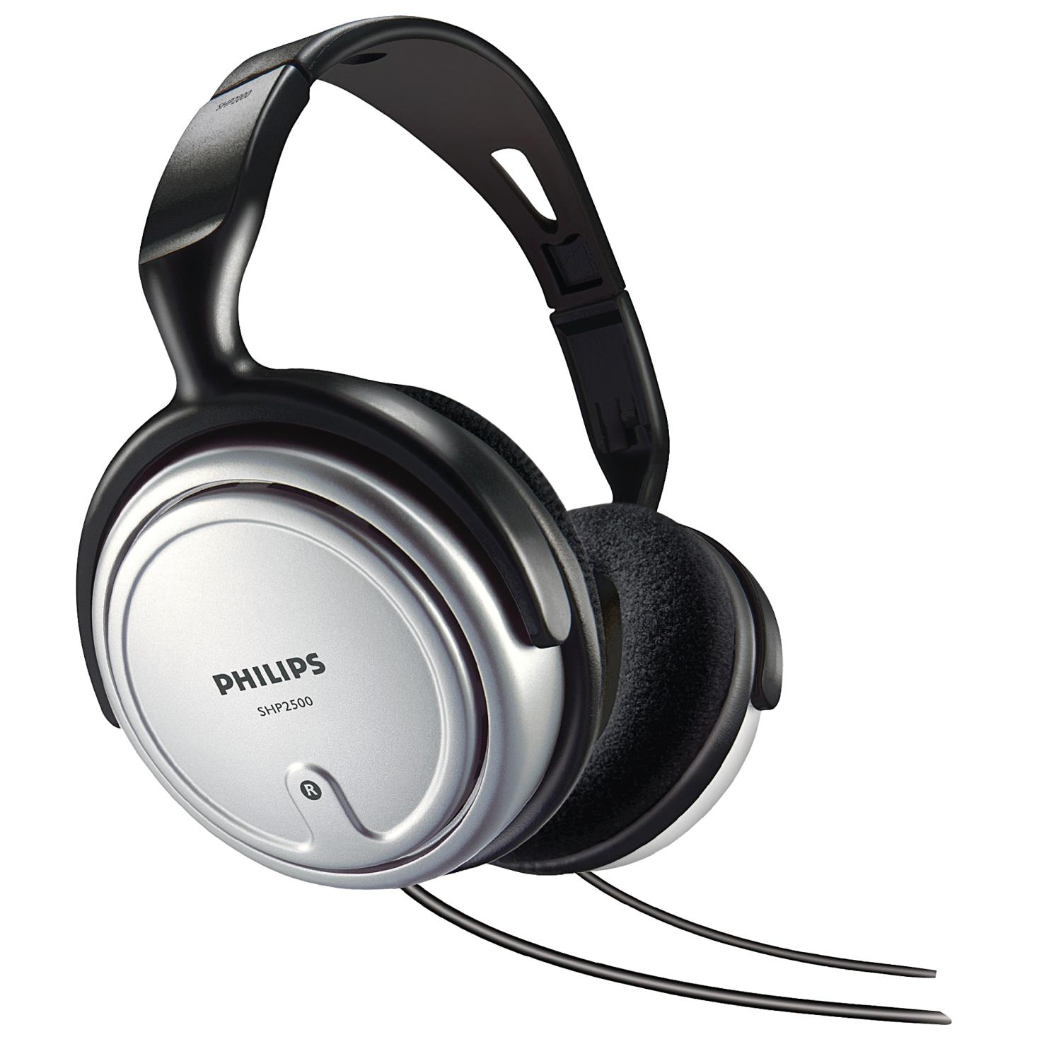 Auriculares - Philips SHP 2500/10, De diadema, Con cable, Micrófono, Negro y Plata