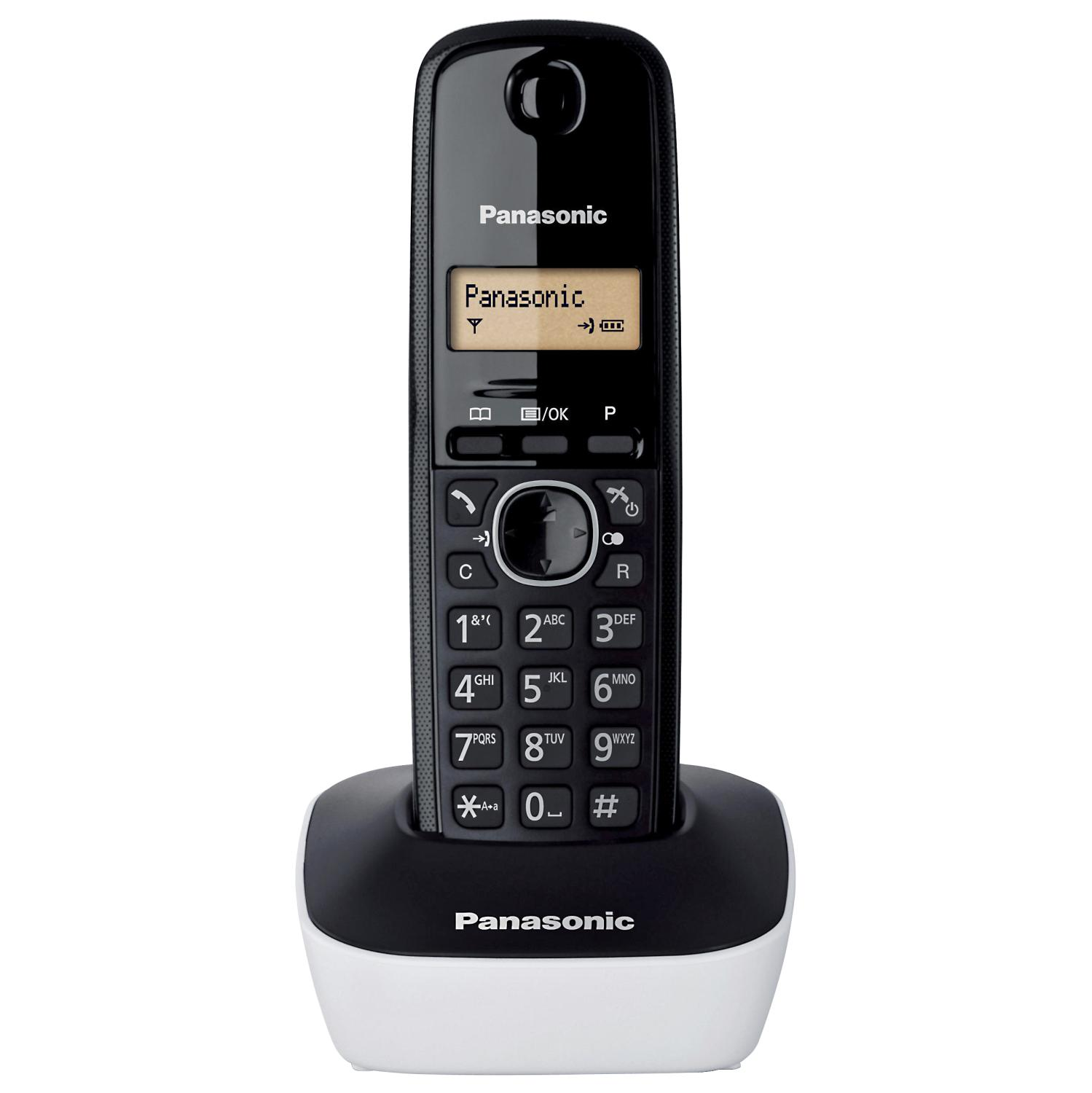 Telefono Panasonic 1611 spw negroblanco kxtg1611spw 1 dect kxtg1611 blanco inalambrico fijo lcd identificador llamadas agenda 50 tecla navegación alarma reloj tg1611spw 6