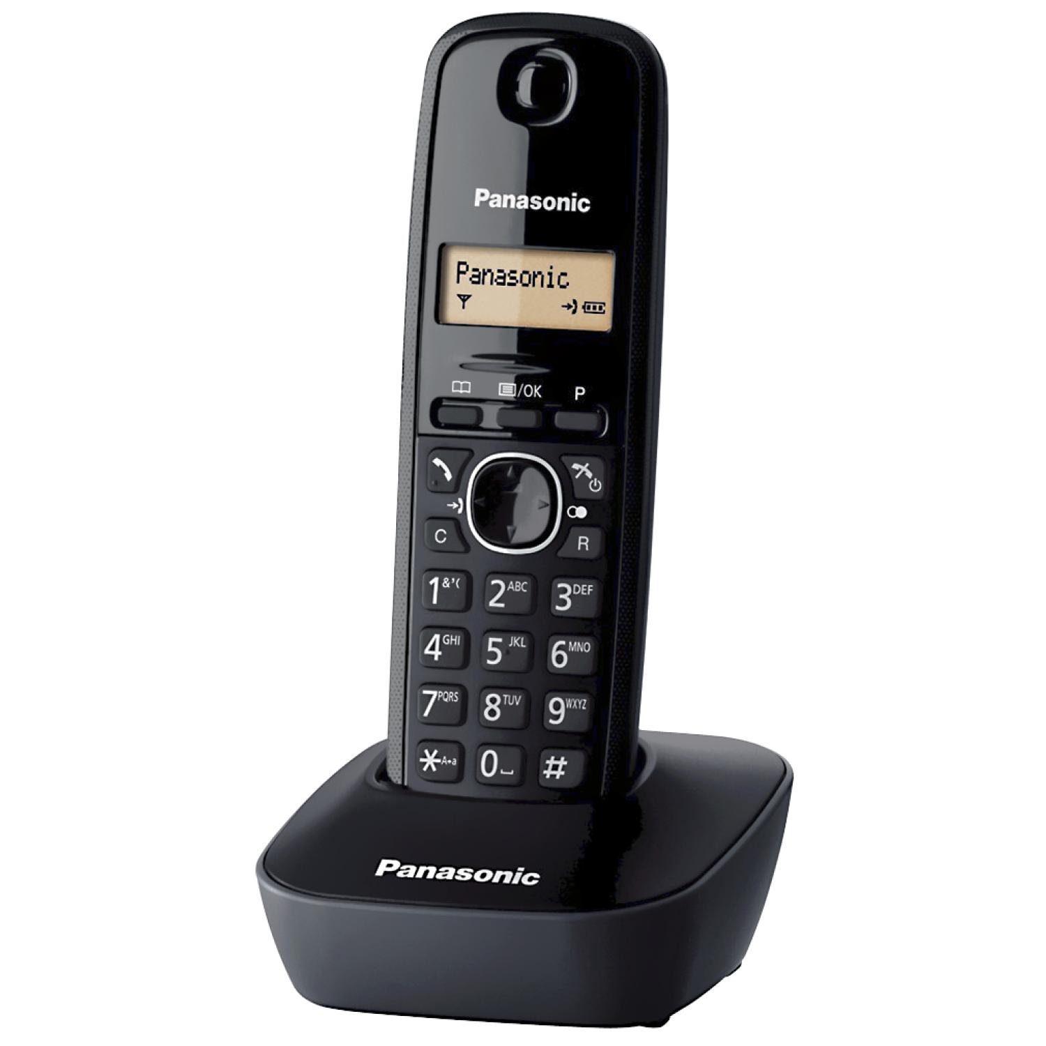 Panasonic Kxtg1611sph Telefono inalambrico kxtg1611 negro 15 horas corp. 1 dect conversación identificador llamadas fijo lcd agenda 50 tecla 6
