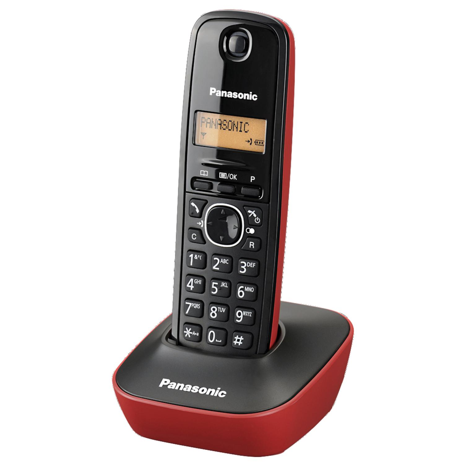 Panasonic 1611 Spr negro rojo dect kxtg1611spr 1 kxtg1611 15 horas conversación fijo lcd identificador llamadas agenda 50 kxtg1611s