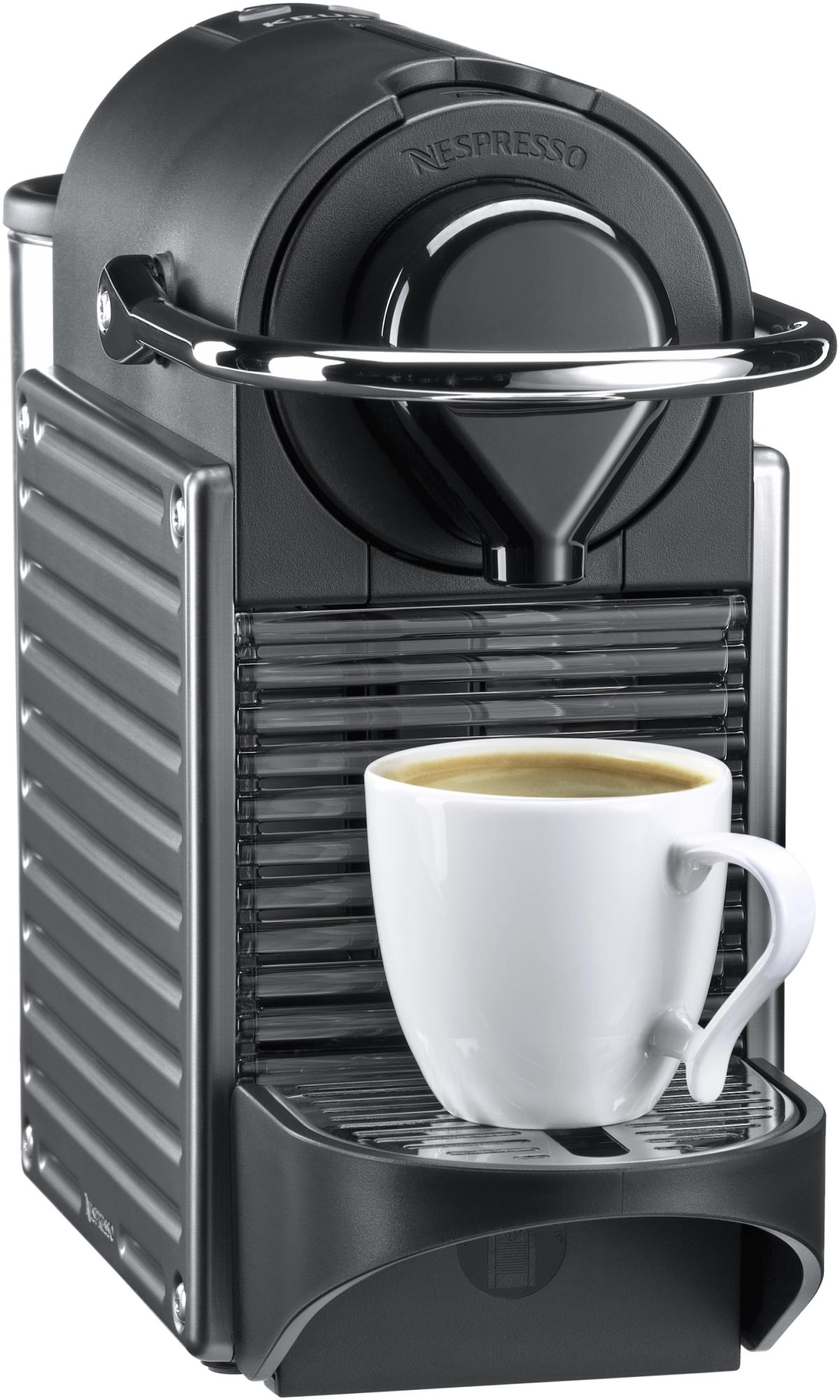 Cafetera de cápsulas - Nespresso® Krups XN3005 PIXIE TITAN, Presión de 19 bares, Automática