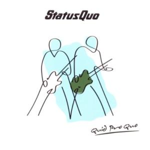 Albumcover mit einer Strichzeichnung von zwei Gitarristen mit einem Status Quo-Logo darüber und dem Albumtitel darunter.