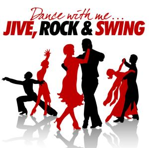 Bild von Tänzern als Silhouette. Text: Dance with me... JIVE, ROCK & SWING.