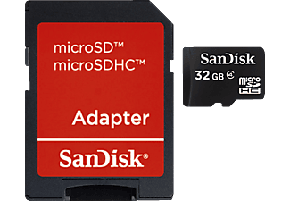 SANDISK MicroSDHC kártya 32GB Class4 + Adapter (108097) (SDSDQB-032G-B35)