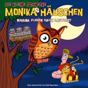 Cartoon-Cover: Eule auf Baum mit Wurm und Schnecke. Titel 'Monikas Haus'.