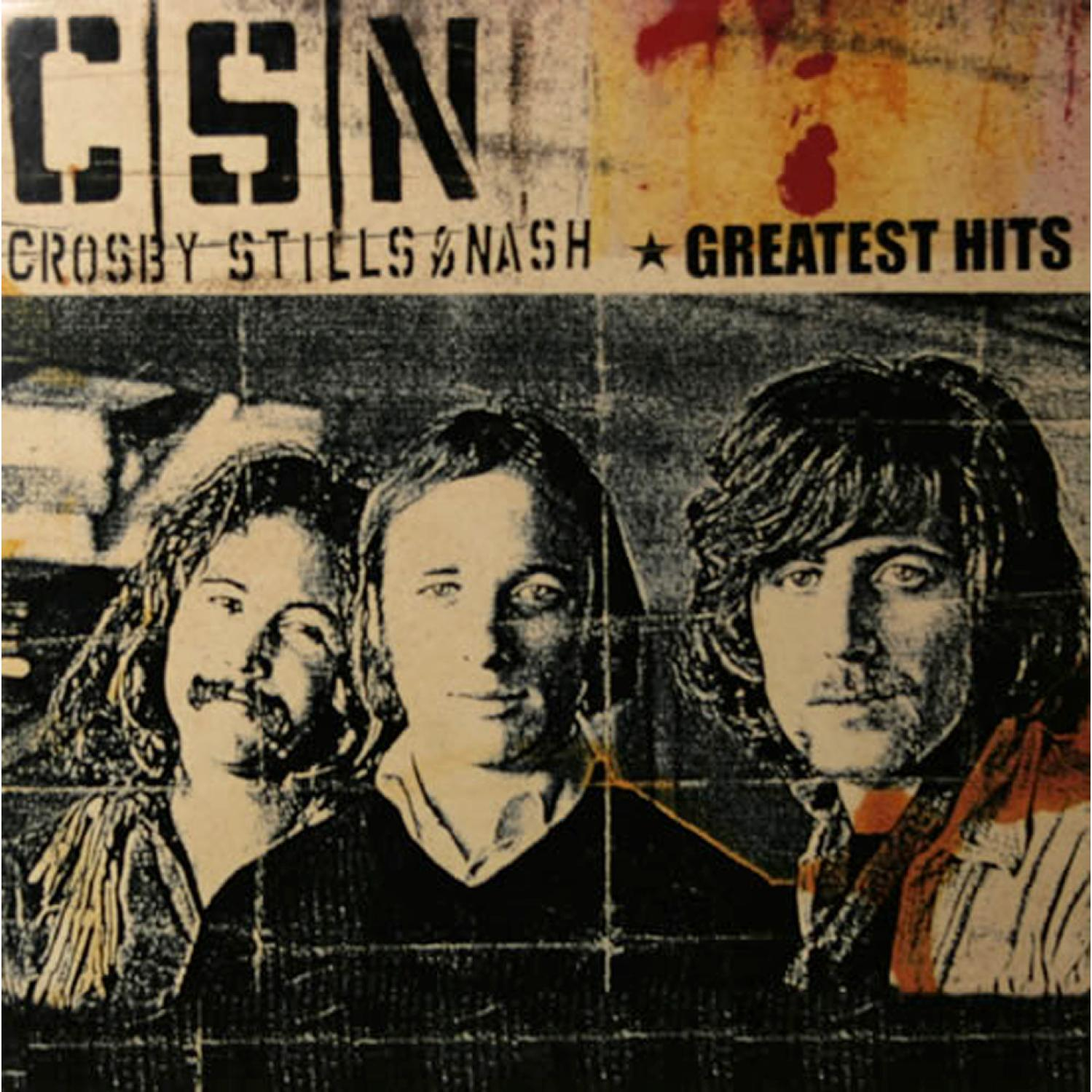 Albumcover: Drei Männer vor Hintergrund, CSN Greatest Hits.