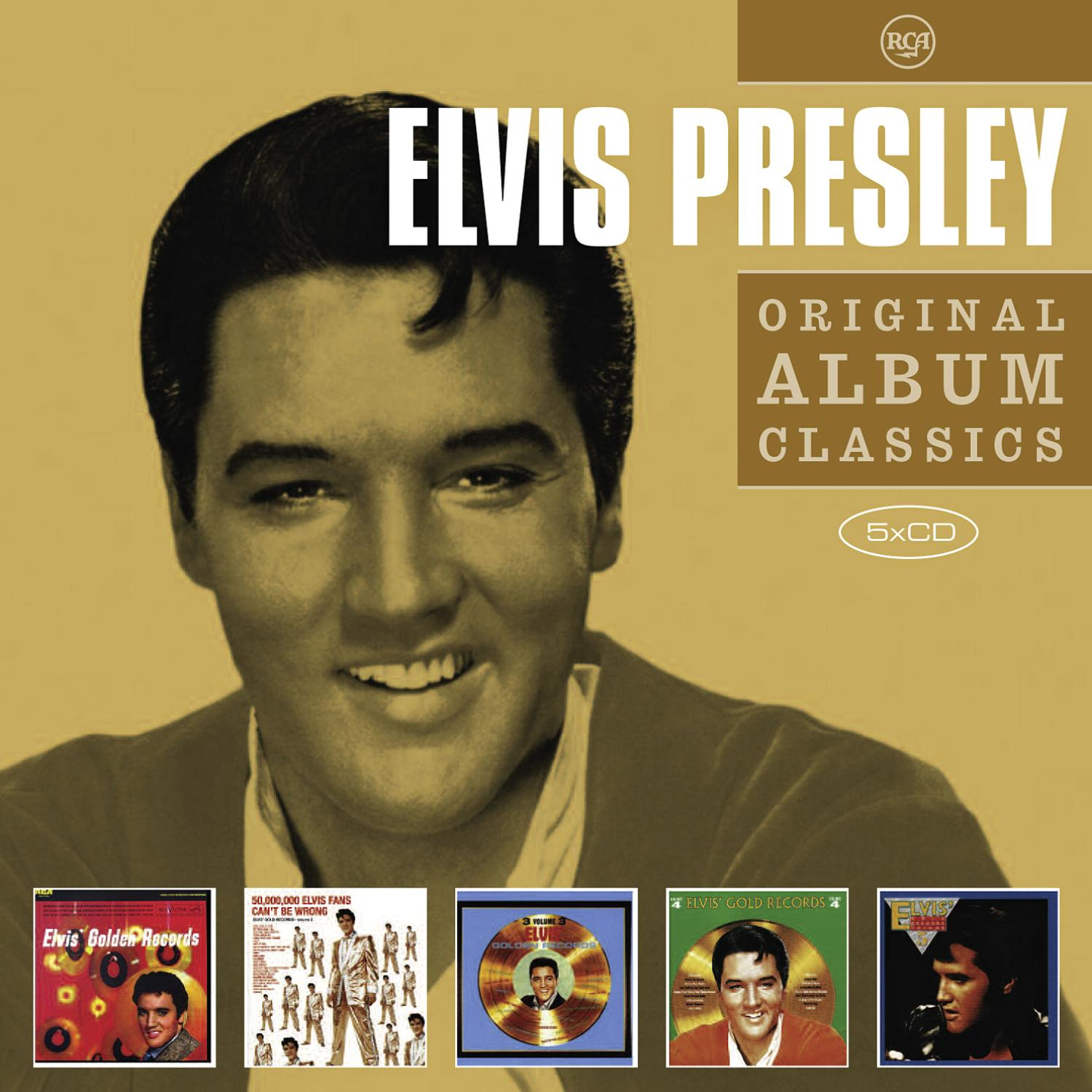 Elvis Presley Albumcover mit Foto und mehreren kleineren Albumcovern.