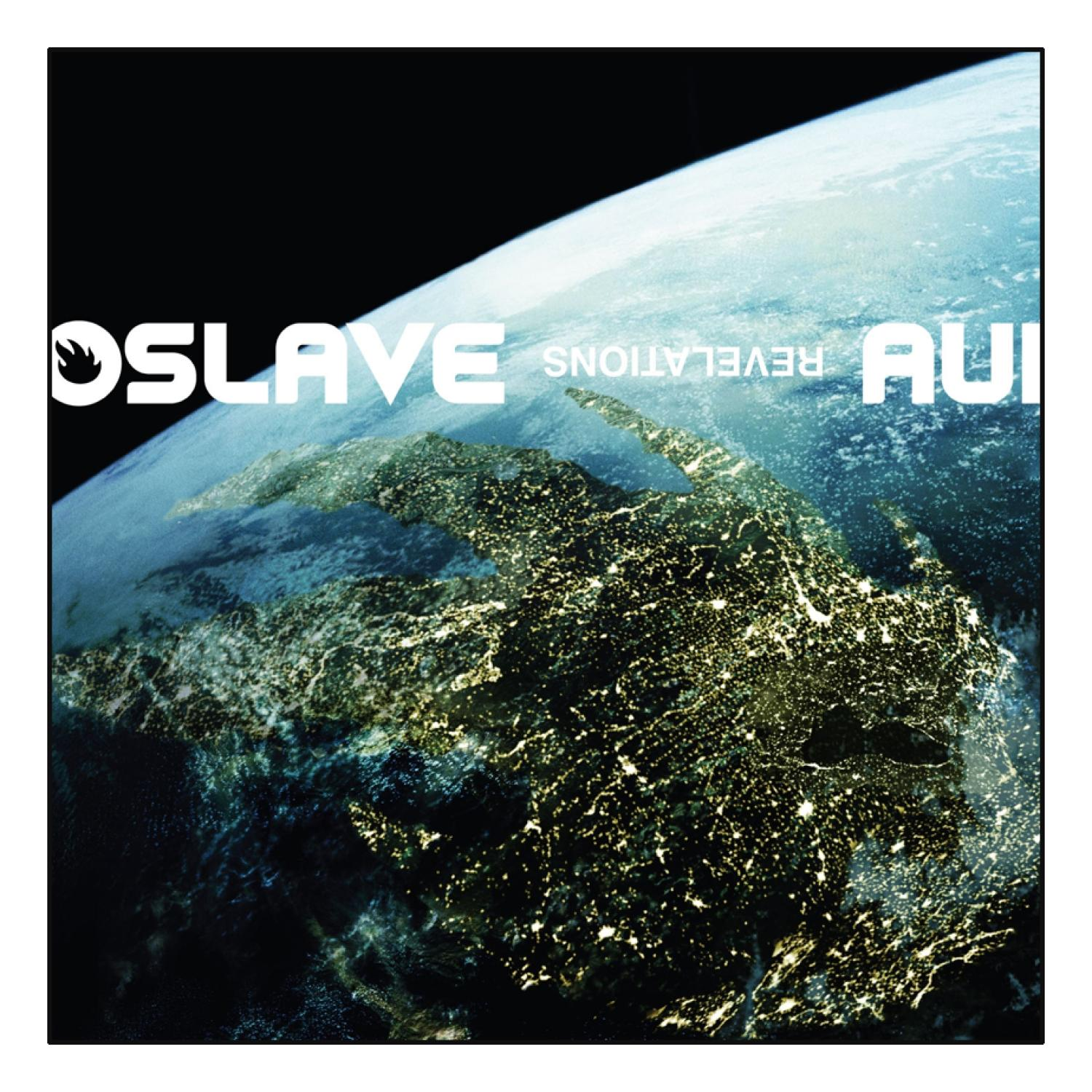 Albumcover, das die Erde aus dem Weltraum zeigt, Nachtlichter sichtbar. Text: 'OSLAVE' und 'AUI'. Titel: 'REVELATIONS'.