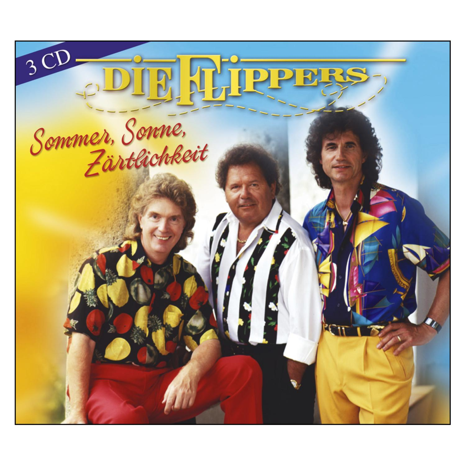 Albumcover mit drei Männern in bunten Hemden. Sommer, Sonne, Zärtlichkeit auf Deutsch.