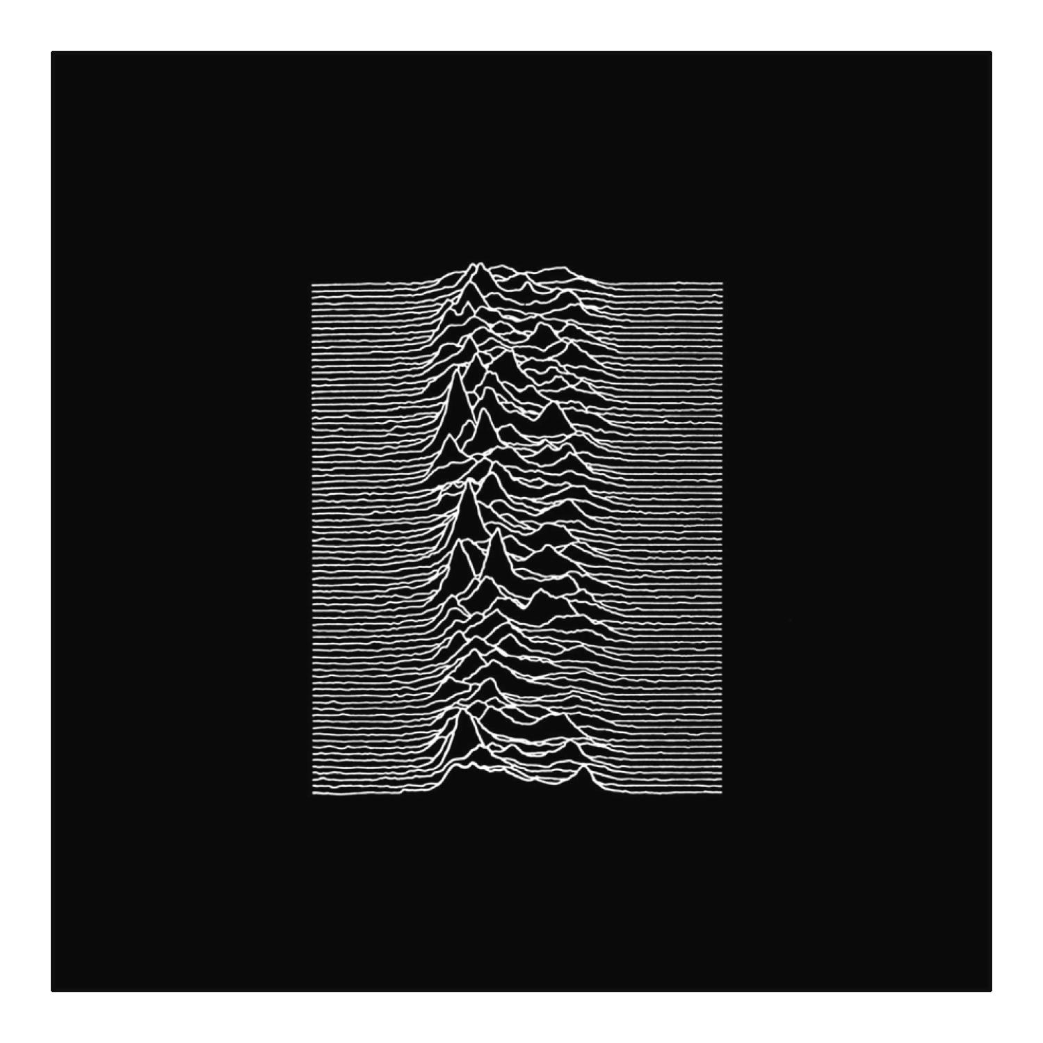 Albumcover mit einer Grafik von Schallwellen auf schwarzem Hintergrund. Weiße Linien.