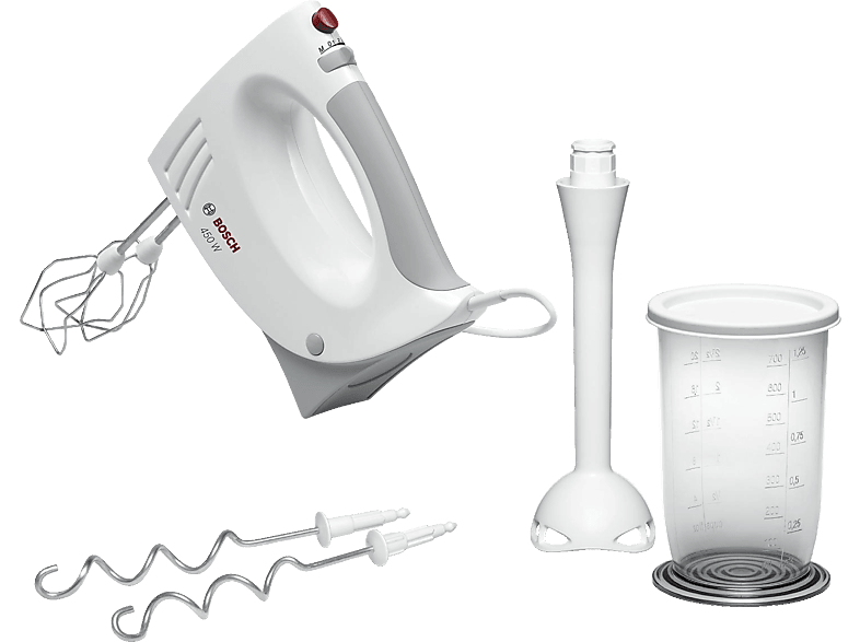 Bosch Mfq3540 Batidora de mano 450w gris color repostería 5 posiciones blanco amasadora 450 para potente y silenciosa velocidades niveles con accesorios