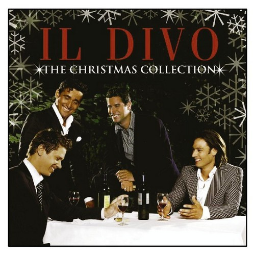 Albumcover: Il Divo an einem Tisch, trinkend, Titel 'The Christmas Collection'.