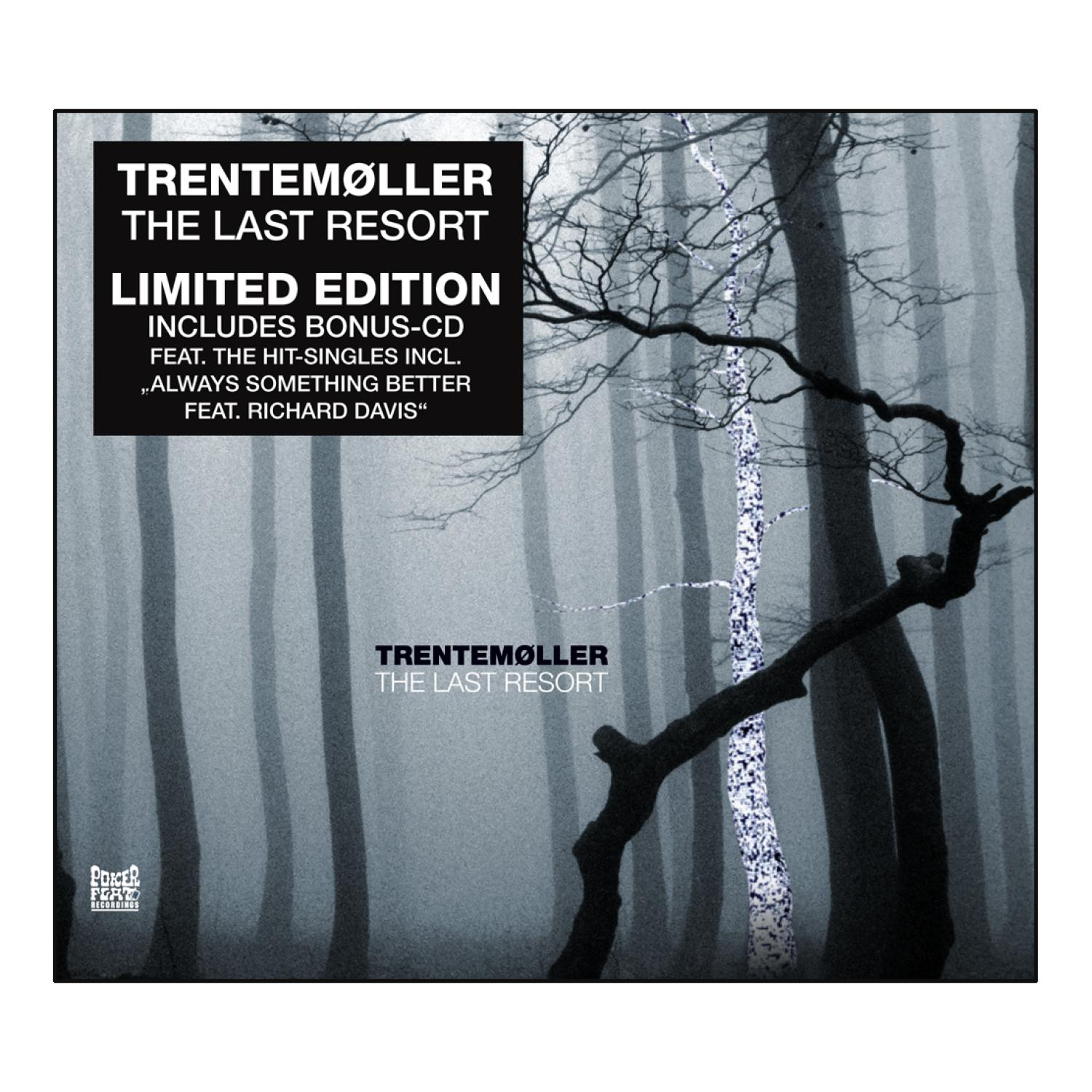 Albumcover mit verschwommener Waldszene. Text enthält 'The Last Resort' und 'TRENTEMØLLER'.