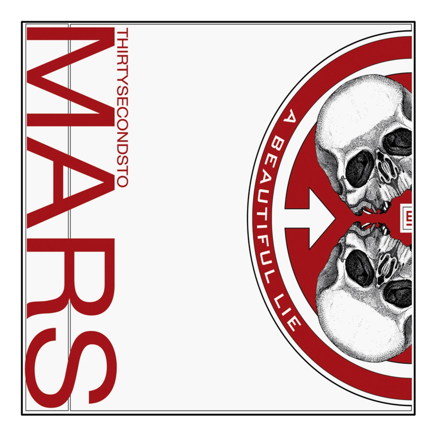 Albumcover: "MARS" und Totenkopf-Bilder mit rotem Kreis.