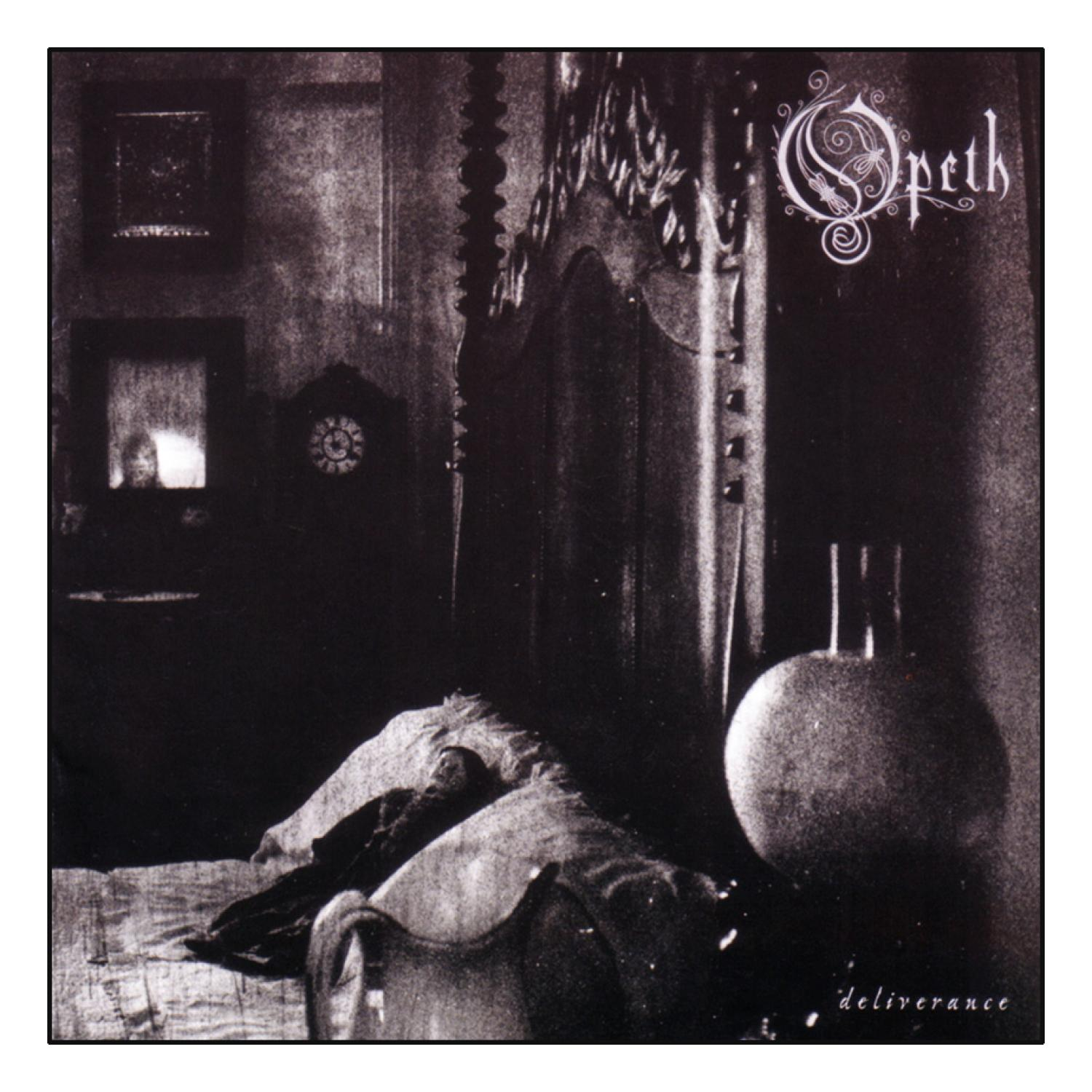 Albumcover für Opeths Deliverance. Es ist ein Schwarz-Weiß-Foto einer Schlafzimmerszene.