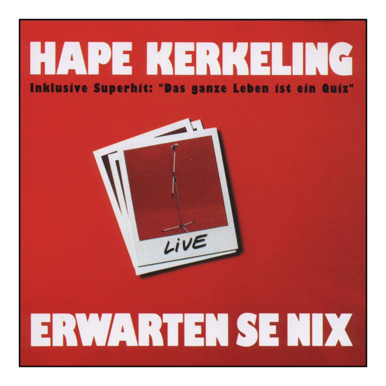 Hape Kerkeling Albumcover mit Fotos im Polaroid-Stil und Text.