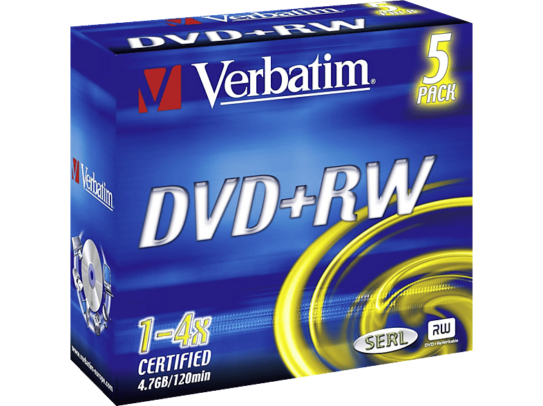 VERBATIM DVD+RW 5er Pack 4x Matt Silver; DVD+RW Rohling