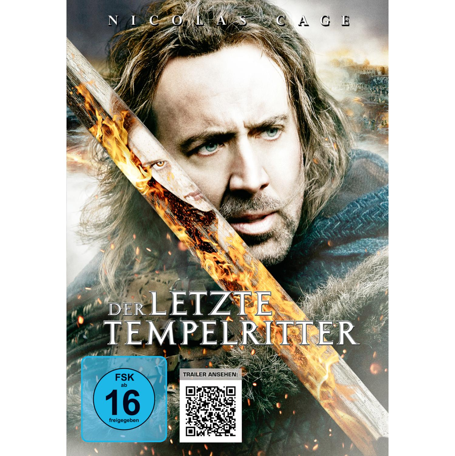 DVD-Cover mit Nicolas Cage, der ein Schwert hält. Text: Der Letzte Tempelritter.