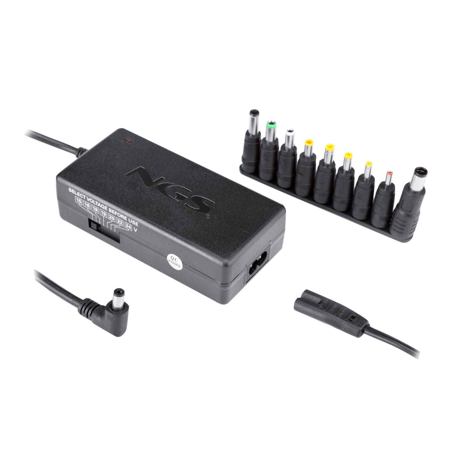 Ngs W90w Cargador universal w90 9 conexiones usb interior 90w negro adaptador e inversor 90 para ordenador salida 5v2a y compatibles hp dell asus portatil 230v 90w.