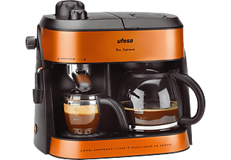 Cafetera exprés - Ufesa CK7355 DUO Sistema exprés y de goteo 1800W, Regulador AROMA