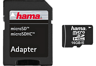 HAMA hama microSDHC Class 10 - 16 GB + Adapter/Mobile - Noir - Micro-SDHC-Schede di memoria  (16 GB, 22, Nero)