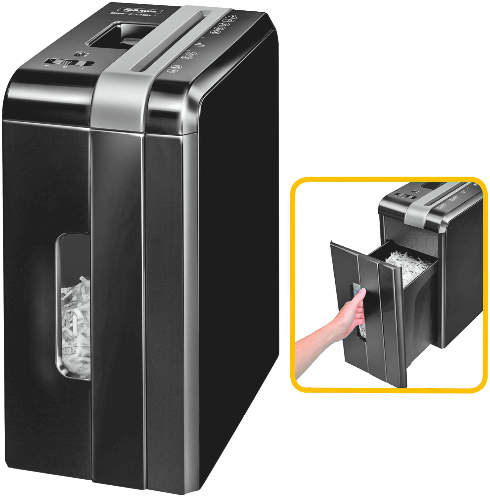 Destructora de papel - Fellowes DS-500C, Nivel de seguridad P-4, Corte en partículas, Negro