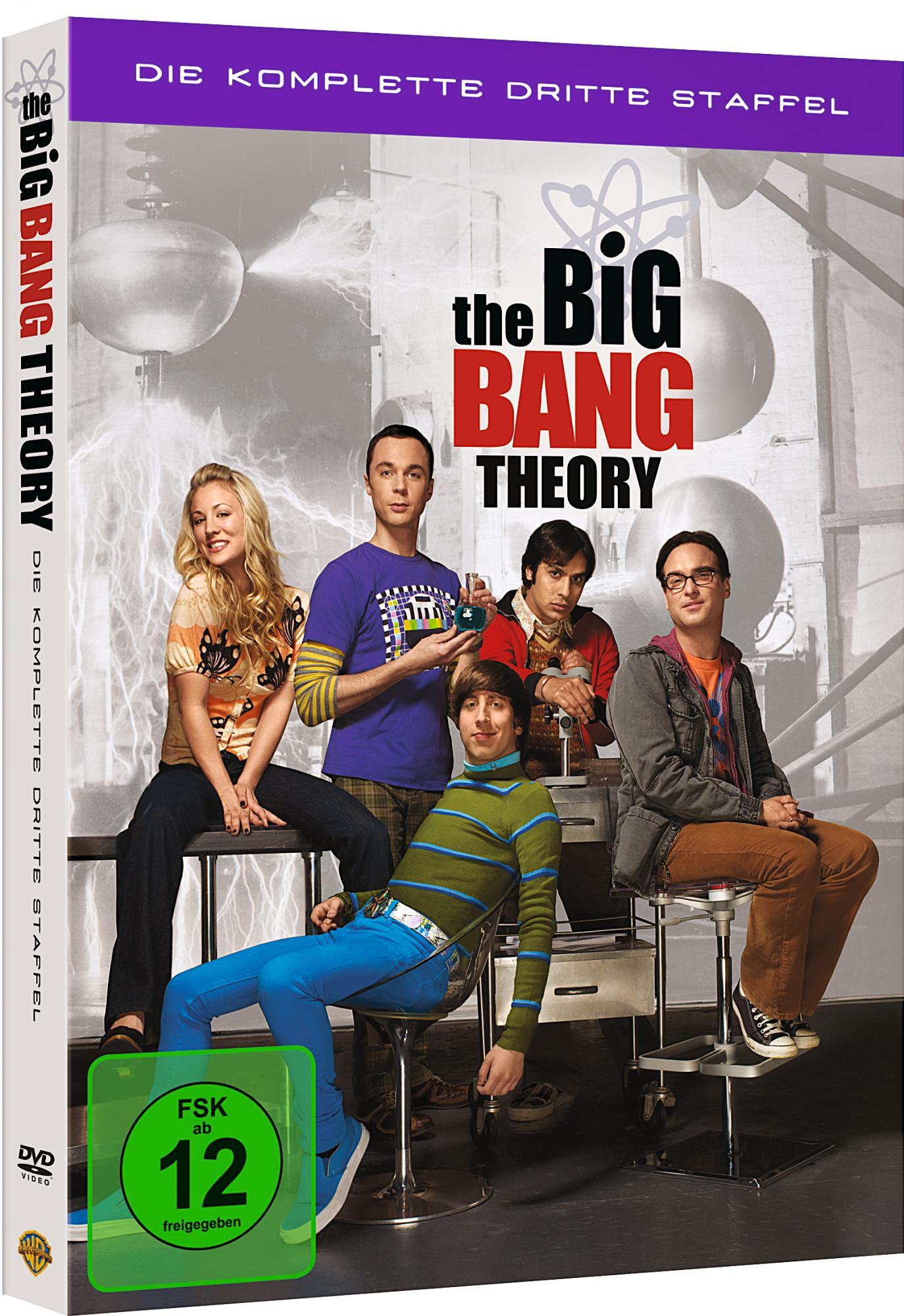 The Big Bang Theory DVD-Cover. Schauspieler sitzen, Serientitel prominent.